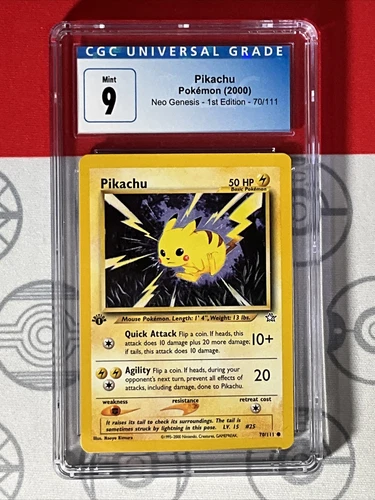 CGC 9 Pikachu 70/111 1st Edition Neo Genesis VINTAGE Pokemon TCG Card PSA 7086