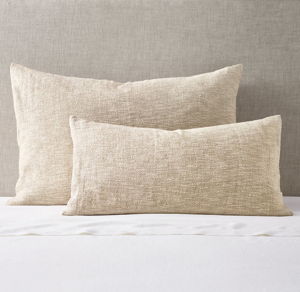 RH Restoration Hardware Washed Cotton Linen Slub Sham Sand Set 2 eBay