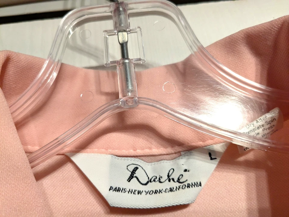 Lilly Dache VIntage диско 70-х вязаный мужчин большой розовый коротким рукавом рубашка-поло карман - Изображение 4 из 4