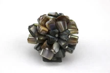AVENUE Abalone Pearly Silver Tone Cluster Stretch Stretch Cocktail Ring NWT