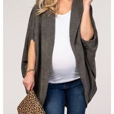 Multicolor Woven Draped Maternity Poncho-cardigan. Os