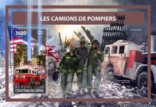 NYC 911 SEAGRAVE MARAUDER Fire Engine Truck Stamp Sheet #206 2017 Central Africa