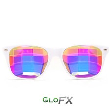 GloFX Bug Eye Ultimate Kaleidoscope Glasses   White Rave Glasses Diffraction EDM