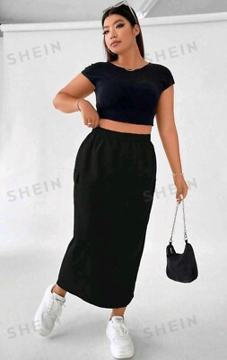 Shien plus size flap pocket split hem skirt size 22 (3xl) bn £9