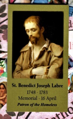 Saint St. Benedict Joseph Labre + Matthew 25 (2'' x 3 1/2'') Paperstock Holy Card