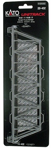 Kato 20432 N UNITRACK SINGLE TRAVERSEN BRÜCKE GRAU 9-3/4" Zug Spur grau Uni Neu I | Zustand: New