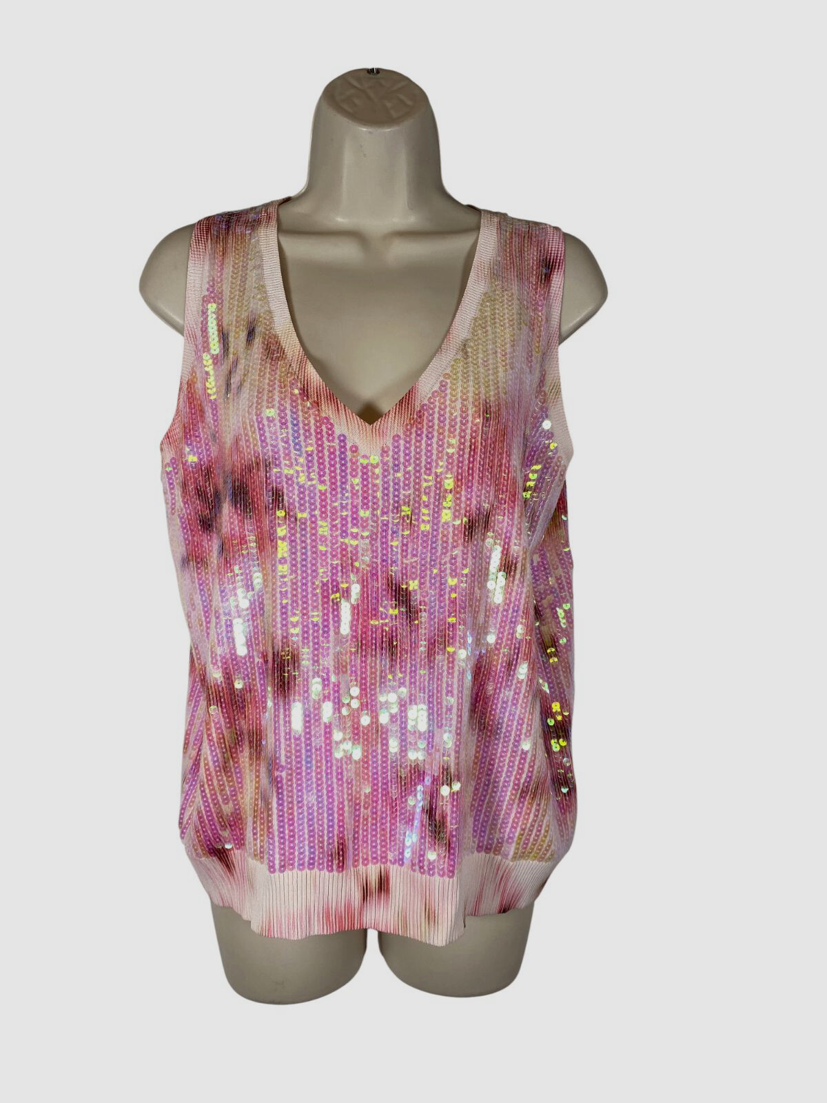 Ted Baker London Womens Pink Printed V-Neck Top Size 3