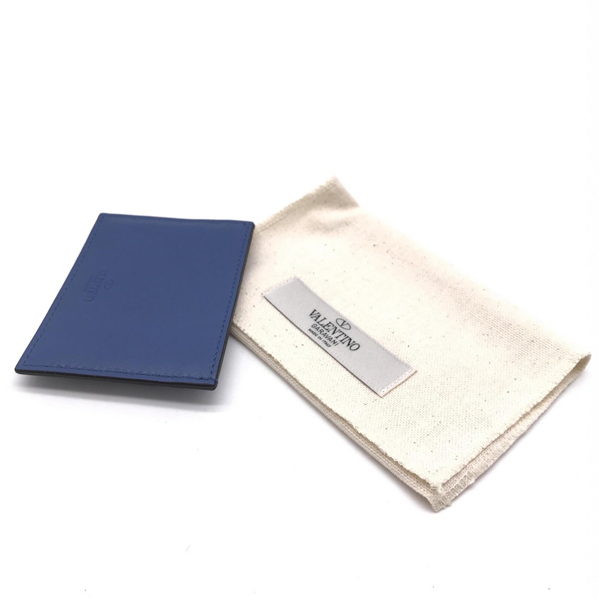 Valentino Rockstud Leather Card Holder Women's Blue Great