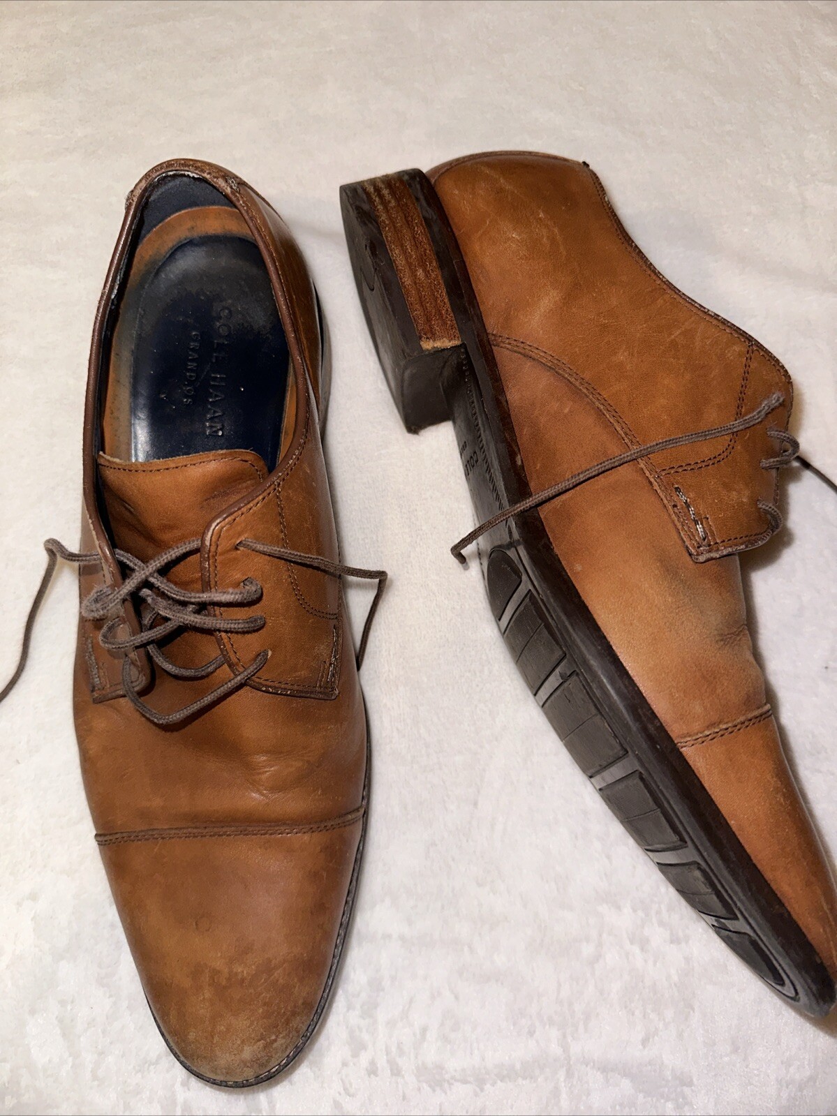 SAOLA Scarpe eleganti da uomo Cole Haan Lenox punta marrone Oxford in pelle taglia 10 1 2 M