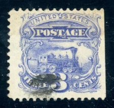 US Stamp #114 Locomotive 3c - PSE Cert - USED - See description below