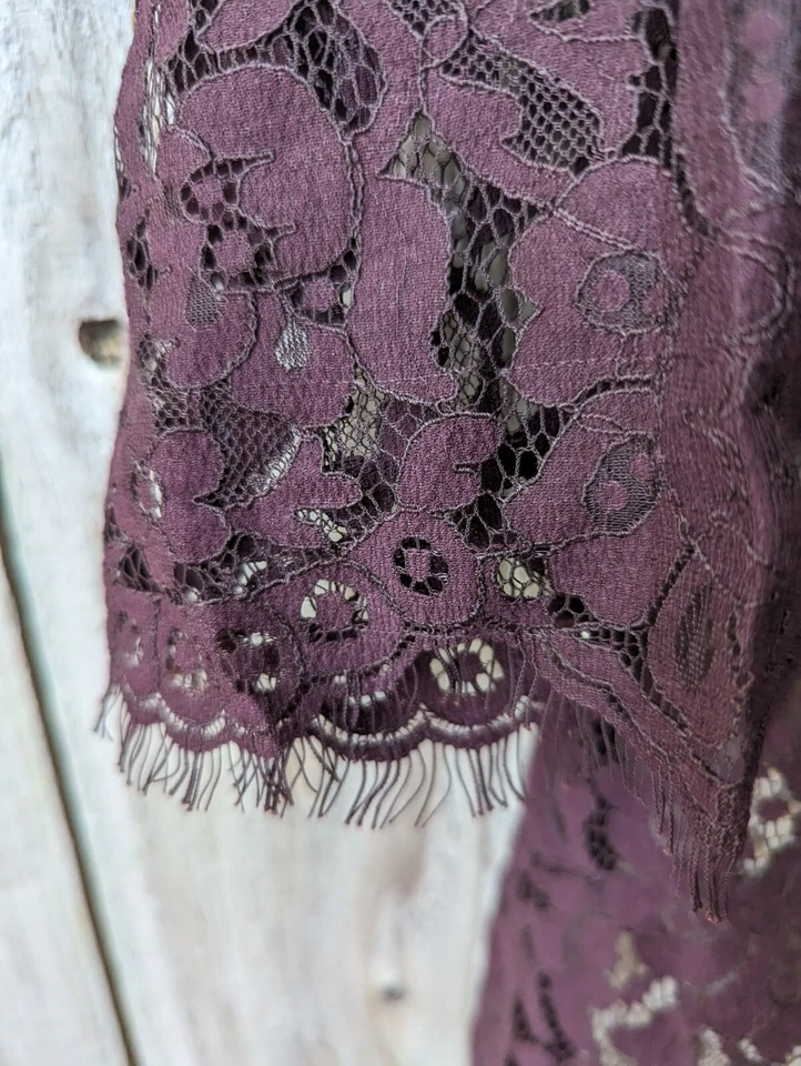 Vestido Robert Rodriguez Encaje Midi Forrado Talla 8 Berenjena Vino Foto 2 de 4