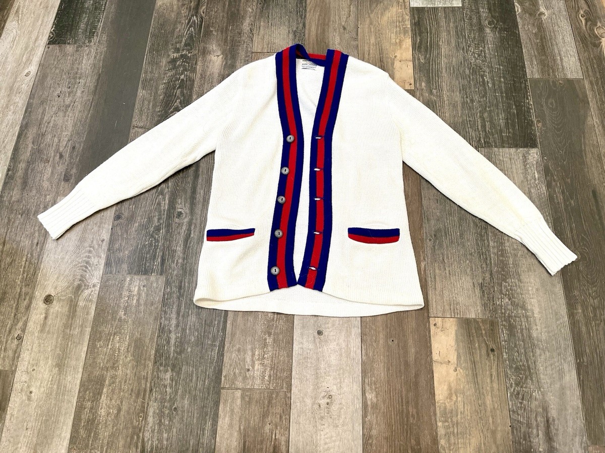 【60's〜70's bpc】\"Award cardigan\" VTG 70s BPC Bristol Award Cardigan Sweater Mens Small Blue