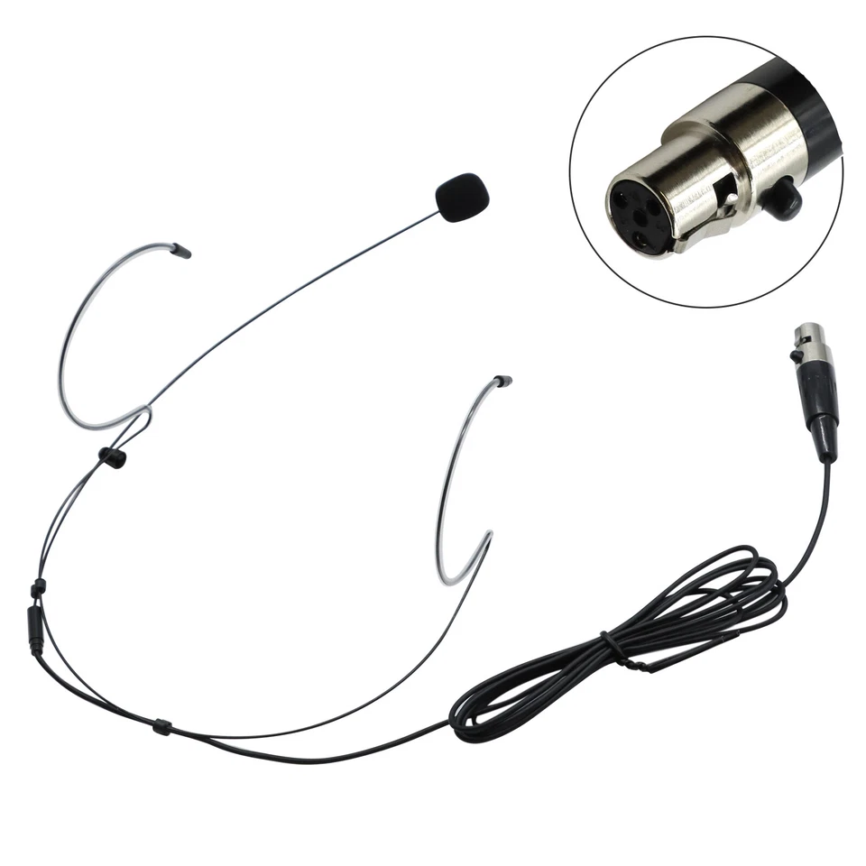Black Hook Headset Microphone For Shure Bodypack Transmitter TA4F 4pin Mini XLR - Image 4 of 4