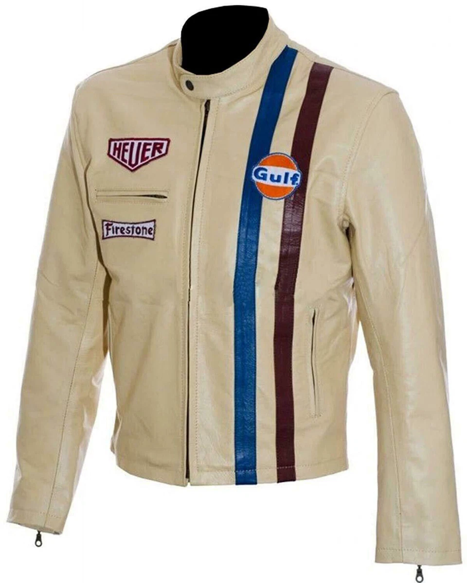 Men&#039;s Steve McQueen Le Mans Racing Style Leather Jacket | eBay