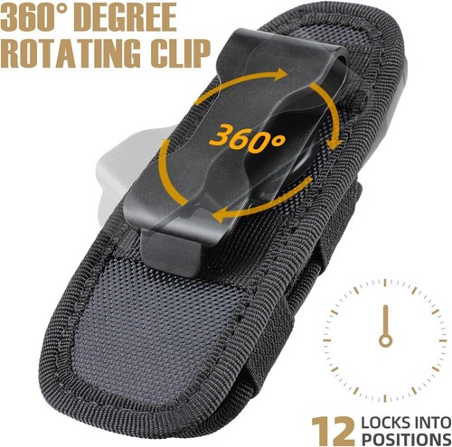 Taktische Molle Taschenlampe Tasche Jagd 360 Grad drehbar Holster Torch Case - Bild 3 von 16
