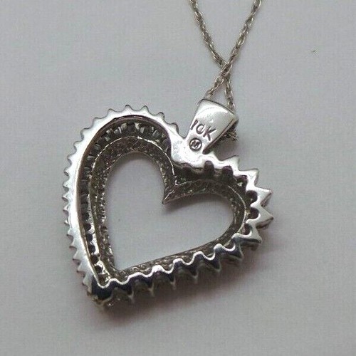 STUNNING 10K WG DIAMOND CLUSTER HEART PENDANT .35 tcw W/ CHAIN 16" A16656-2 2.61 - Picture 6 of 10