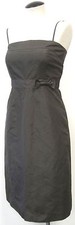 J CREW BROWN 100% SILK SPAGHETTI STRAP - STRAPLESS PENCIL WIGGLE DRESS W/BOW SZ2