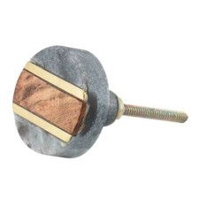 Rond Gris Marbre en Bois Armoire Commode Boutons Tire- 2 Pièces