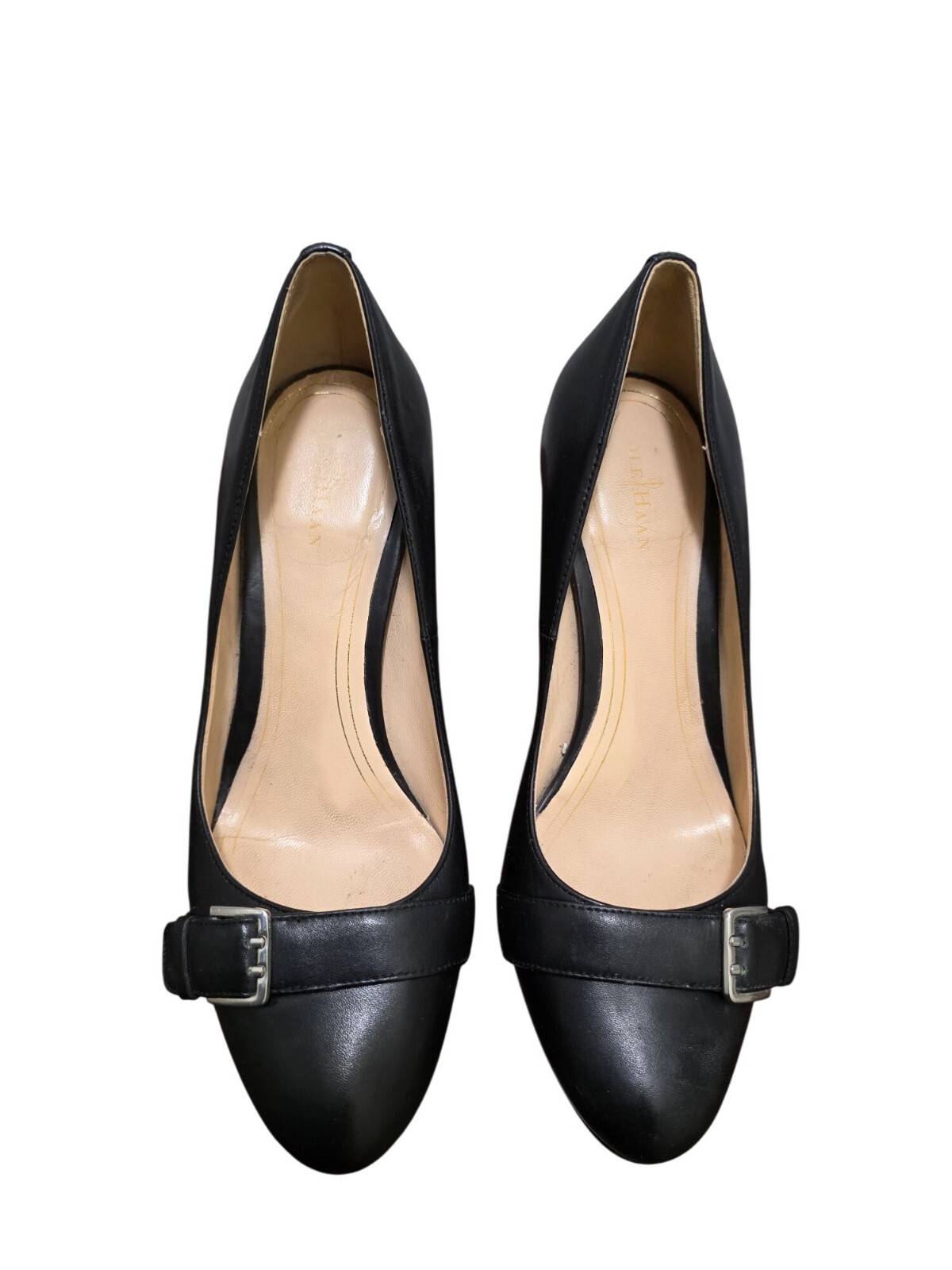 Cole Haan Womens Black Leather Buckle Detail High Heel Dress Pumps