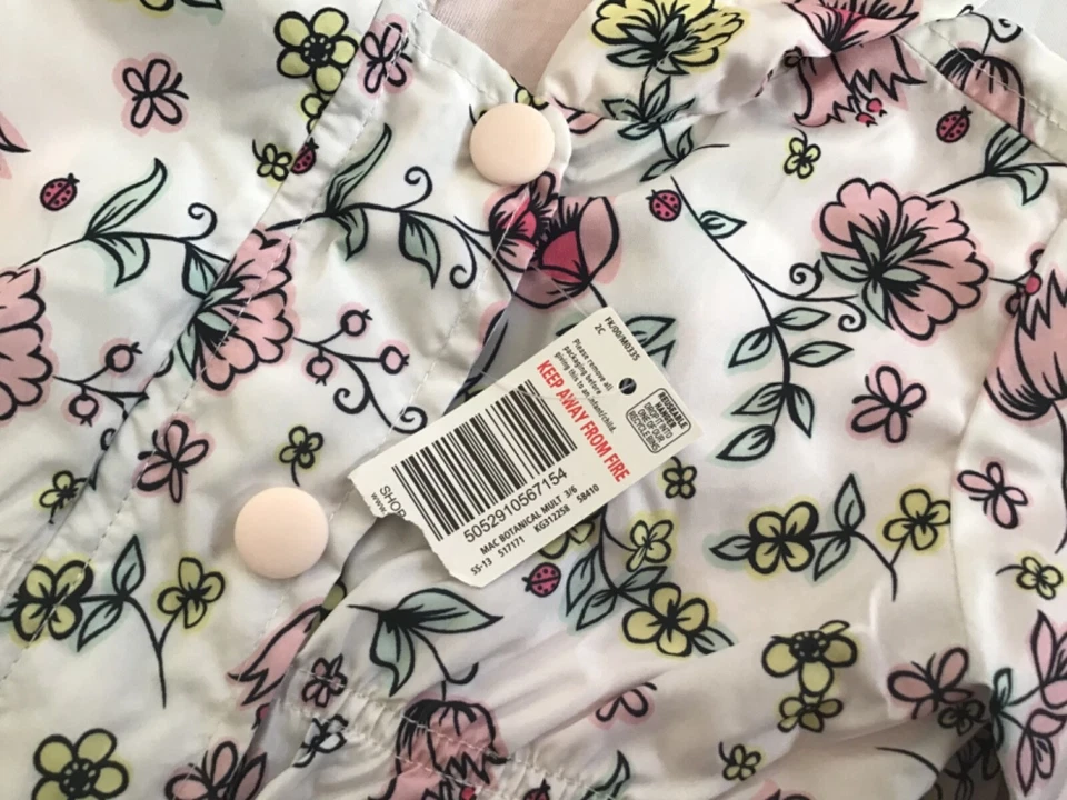 BNWT TU Baby Girls Floral Lightweight Hooded Botanical Mac Jkt  3-6 mths  #1199 - Image 3 of 4