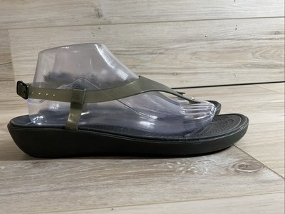 Crocs REALLY SEXI Jelly Sandals T-Strap Slingback Smoke Gray Women Size 9 US