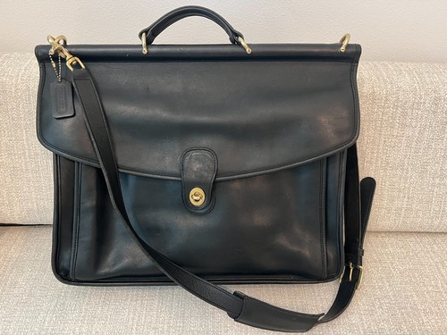 Vintage Coach 1531 Black Leather Briefcase Messenger Laptop Bag
