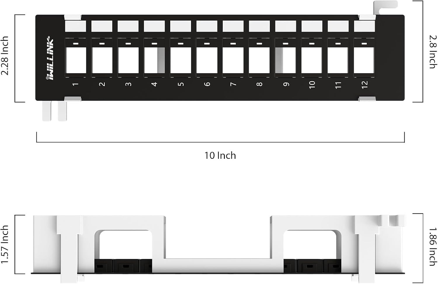Iwillink Blank 12-Port Keystone Patch Panel with 89D Wall Mount Bracket, Versati