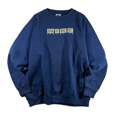 Vintage Nike Men's USA-Made Crewneck Spellout Pullover Sweatshirt Blue Rare (XL)