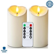 Outdoor Waterproof LED Flameless Candles Set of 2 with Remote & Timer