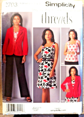 Simplicity Sewing Pattern 2703 Misses Jacket Pants Dress Top Sizes 8-16 Work UC