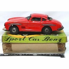 Nomura Toy "Sports Car Benz" Red, Vintage Tin Car Toy with Box, Good "Used"