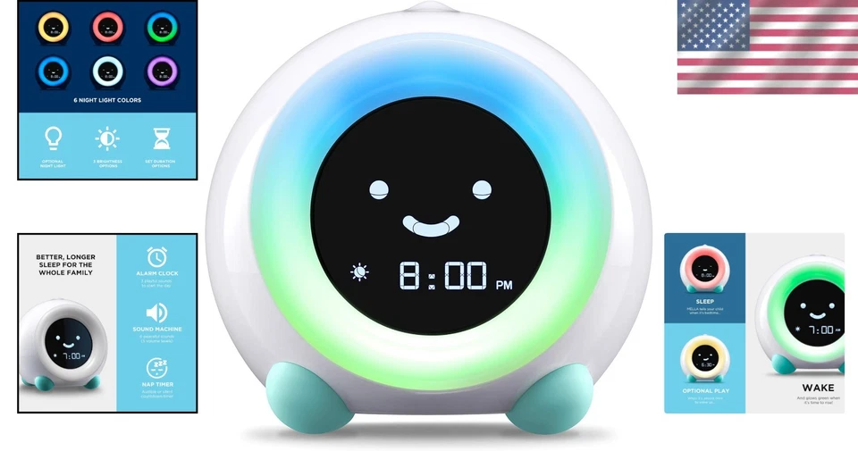 Arctic Blue Children's Alarm Clock: Multi-Functional Sleep Trainer & Night Light - Image 2 of 4