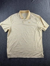 Nike Golf Standard Fit Dri Fit Striped Polo Golf Shirt Men's Size XL Yellow