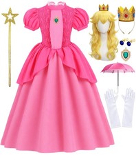 Princess Peach Costume Kids Girls Set with Accessories