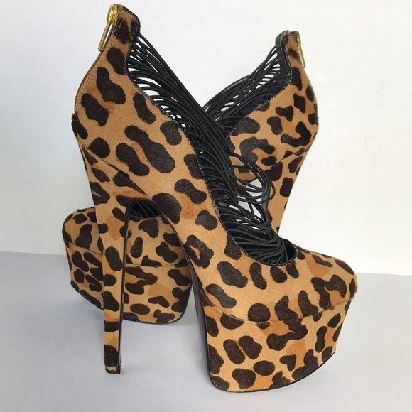 Tacones London Trash Ceres 9M Leopardo Poni Plataforma Tacones de aguja Banda elástica Foto 4 de 4