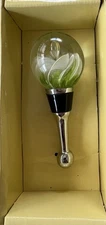 Bottle Stopper Art Glass Green Sphere Wine Bottle Stopper NIB LS Arts