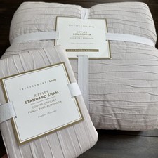 POTTERY BARN TEEN WAVY RIPPLES TWIN COMFORTER SHAM SET GRAY LILAC