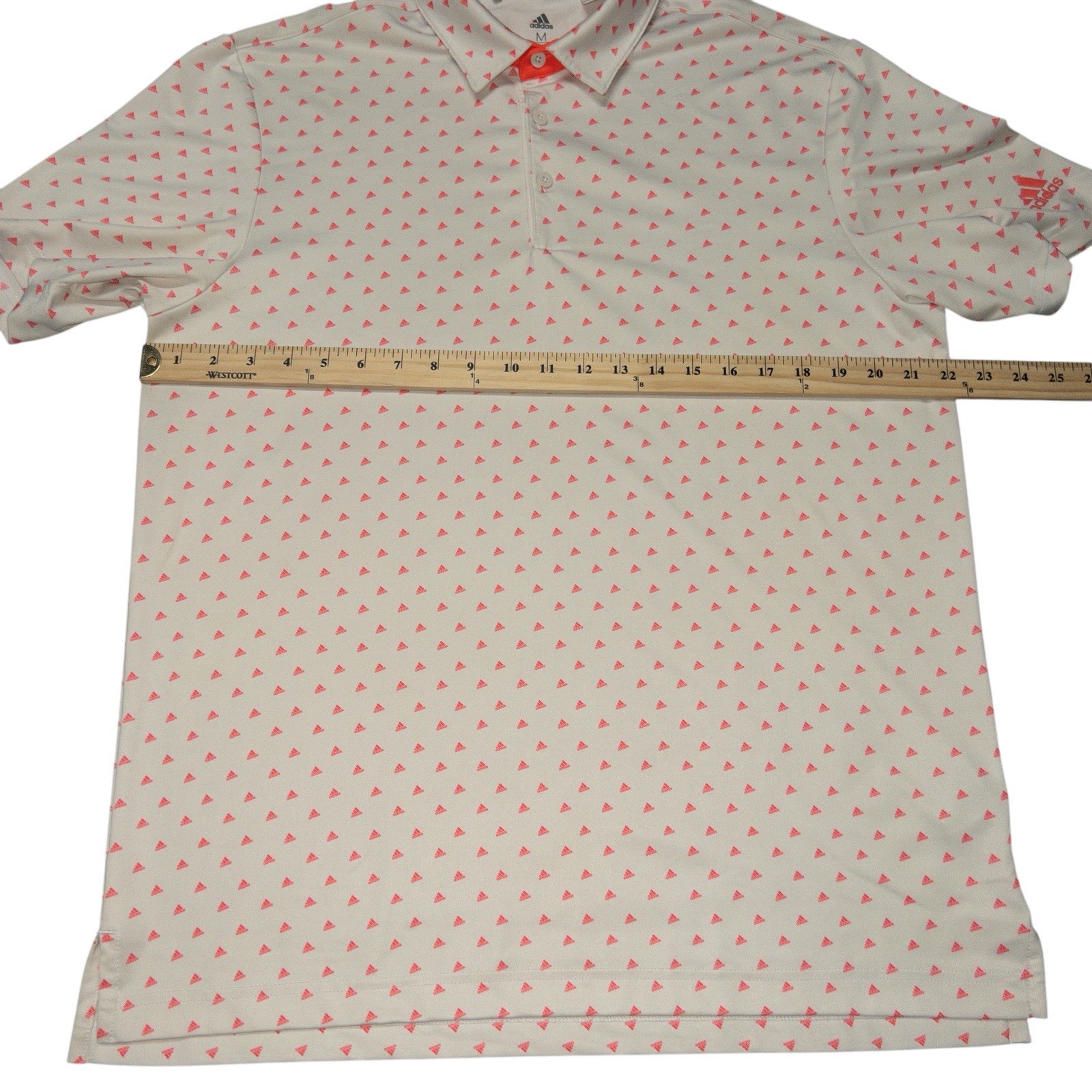 ADIDAS Rare Sample Mens Medium Hot Pink Polo Shirt All Over Trefoil Print Golf image 7