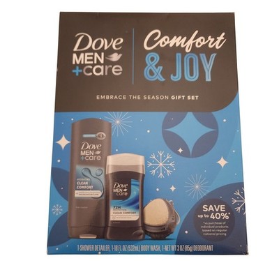 Dove Men+Care Clean Comfort & Joy Body Wash Deodorant Shower 3 Piece Gift Set