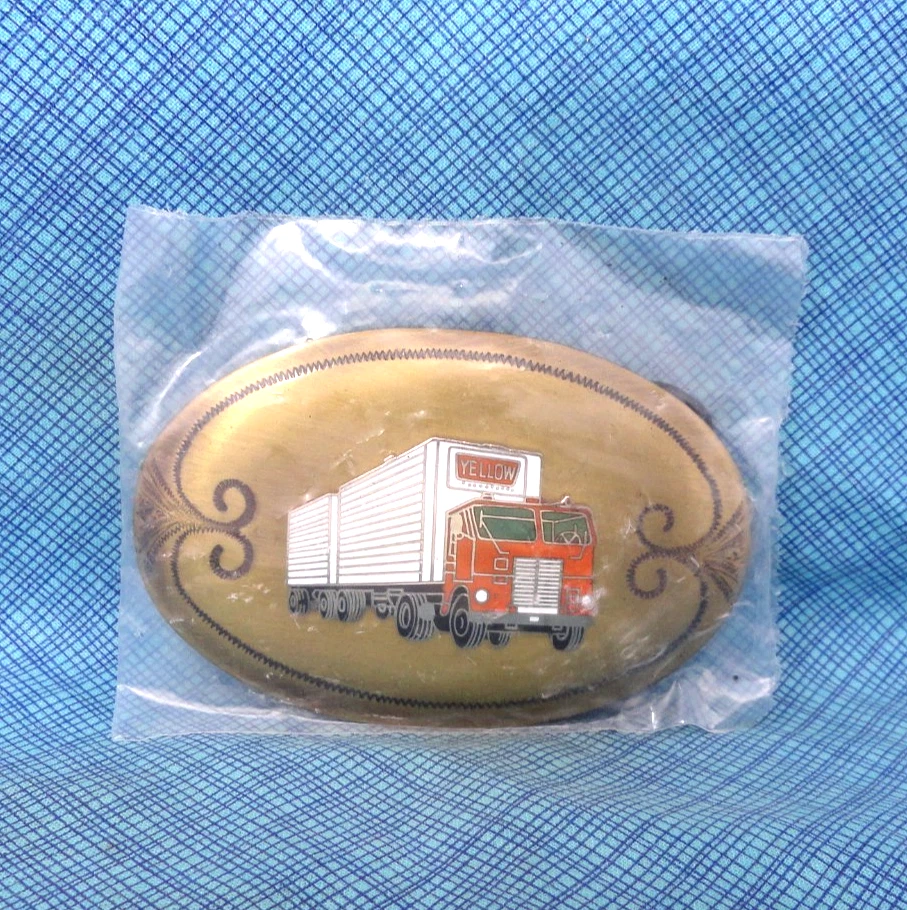 Amarillo Transportation Co Promo Cinturón Hebilla Camionero Camionero De Colección Años 80 Nuevo de Lote Antiguo .GMP651 Foto 2 de 4