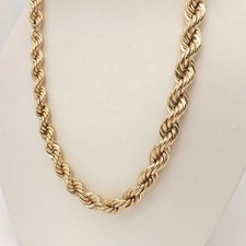 Solid 12k Gold Filled Rope Link Chain Necklace 22in Graduated 5.5mm-8.5mm 77.7gr