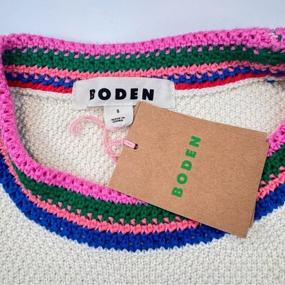 Blusa BODEN para mujer talla pequeña crema algodón callie crochet ribete camiseta sin mangas preppy Foto 3 de 4