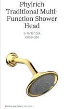 Phylrich Multi-Function Shower Head K836-024 5-11/16" DIA Satin Gold Made In USA