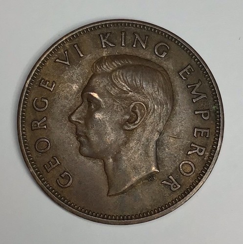 1940 NUEVA ZELANDA 1 centavo KM# 13 pájaro Tui en árbol kōwhai rey Jorge VI 🇳🇿 - Imagen 2 de 2
