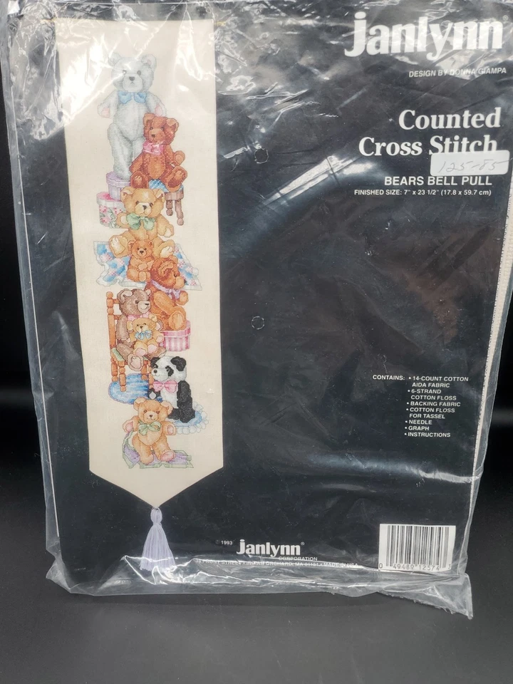 De colección Janlynn Contado Punto de Cruz Kit Osos de Peluche Tirador de Campana #125-74 Nuevo en Paquete Foto 3 de 3