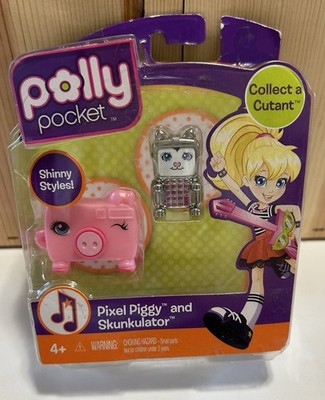 Polly Pocket Cutant Pixel Piggy and Skunkulator Set Pig Skunk Mini Toys READ