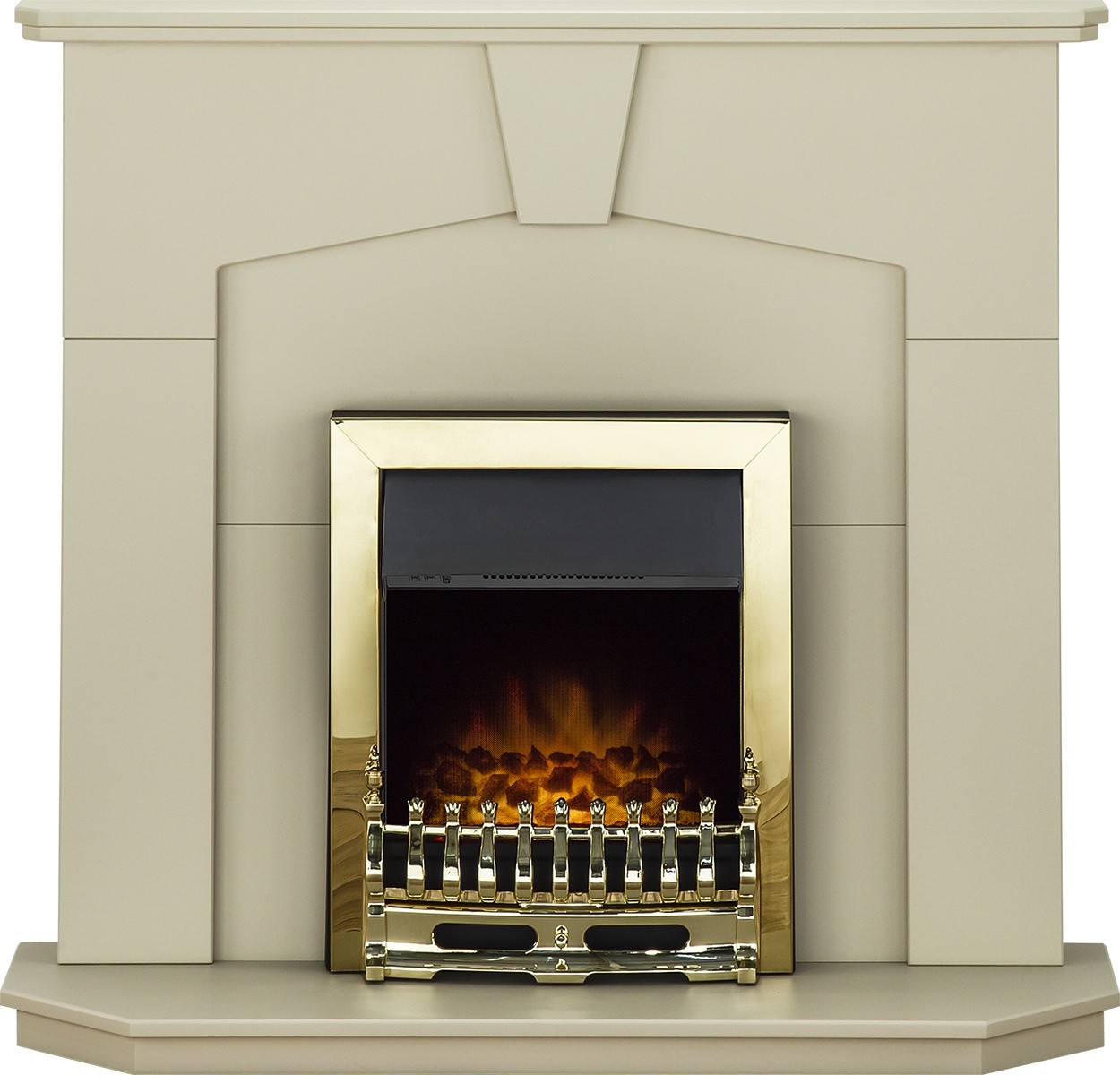 Adam Abbey Fireplace Suite in Stone Effect with Blenheim Electric Fire in Bra... - Image 2