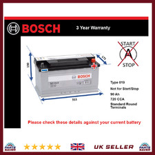 Battery fits PORSCHE 911 3.3 3.6 3.8 4.0 91 to 20 Bosch 019 720A 90Ah Quality