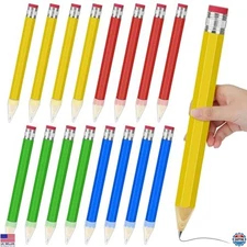 Vibrant 16-Pack Jumbo 13.5" Multicolor Wooden Pencils - Fun for Gag Gifts & Art