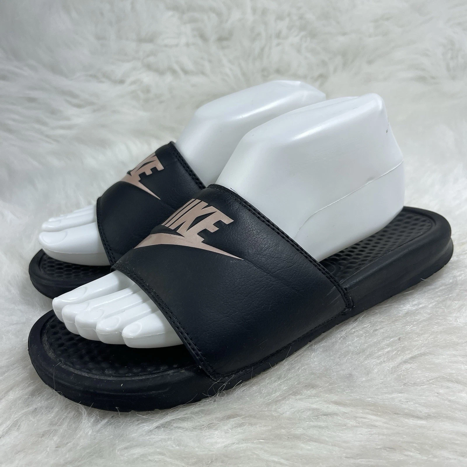 NIKE SLIDE DONNA BENASSI JDI 343881 007 NERO ORO ROSA WMS Taglia 8